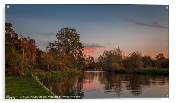 Autumnal sunset at Coltishall Acrylic by David Powley