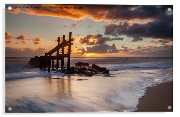 Happisburgh Beach Sunrise Norfolk Acrylic by David Powley
