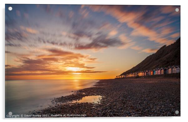 Beach Hut Sunrise on Cromer Beach Norfolk Acrylic by David Powley