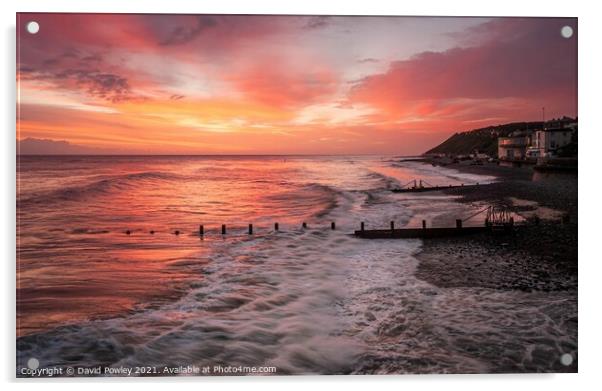 Sunrise From Cromer Pier Norfolk Acrylic by David Powley
