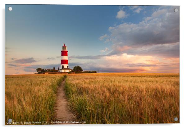 Clouds Over Happisburgh Lighthouse Norfolk Acrylic by David Powley