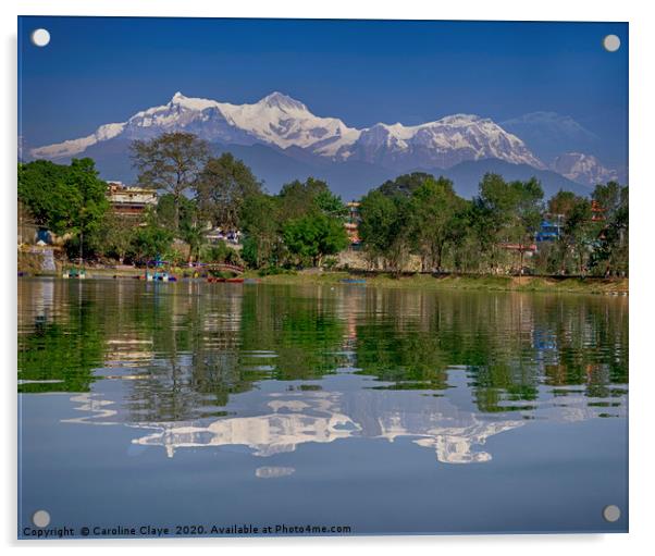 Lake Phewa, Pokhara Acrylic by Caroline Claye