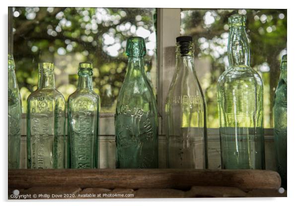 seven green bottles standing in a row Acrylic by Phillip Dove LRPS