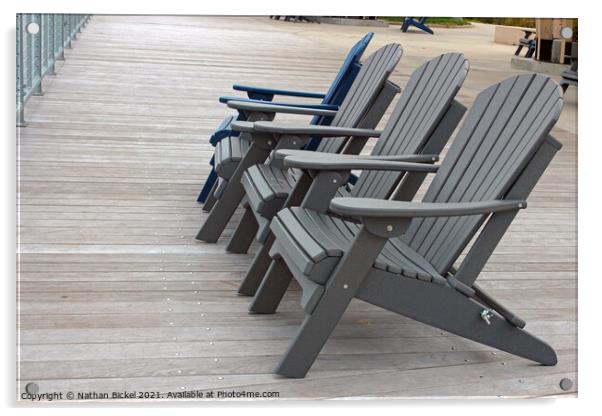 Adirondack Chairs on Boardwalk Acrylic by Nathan Bickel