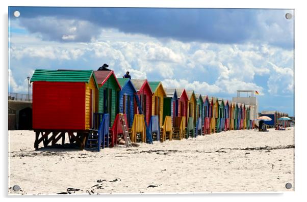 Multicoloured cabins in the beach Acrylic by Theo Spanellis