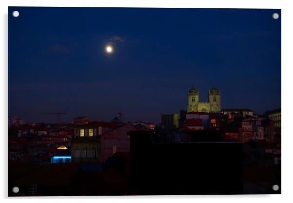 Full moon over Porto Acrylic by Theo Spanellis