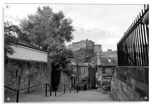 Edinburgh Castle from the Vennel Acrylic by Theo Spanellis