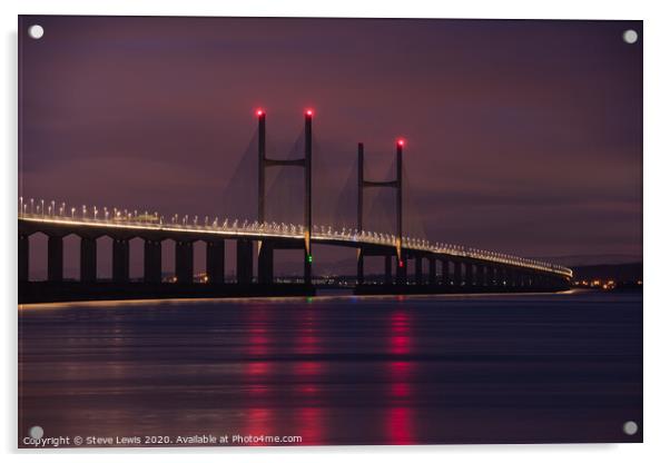 Severn Bridge by twilight Acrylic by Steve Lewis