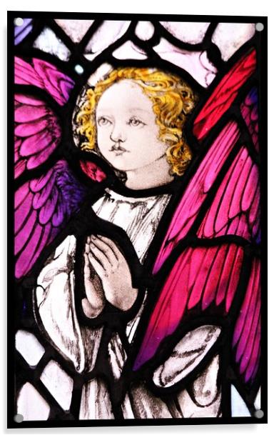 ANGEL IN STAINED GLASS Acrylic by Sue HASKER