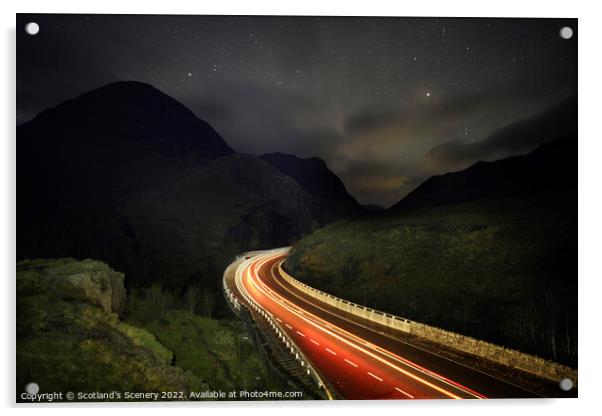 Glencoe by night Acrylic by Scotland's Scenery