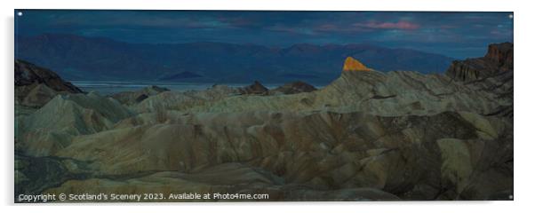 Zabriskie point, Death Valley at sunrise. Acrylic by Scotland's Scenery