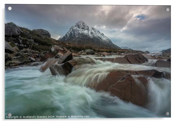 River Coupall, Glencoe, Highlands Scotland. Acrylic by Scotland's Scenery