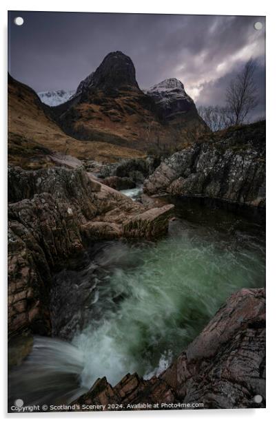 River Coe, Glencoe, Highlands Scotland. Acrylic by Scotland's Scenery