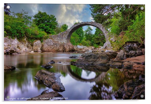 Carrbridge, highlands. The old pack horse bridge. Acrylic by Scotland's Scenery