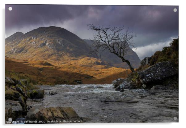 The lone tree, glencoe. Acrylic by Scotland's Scenery