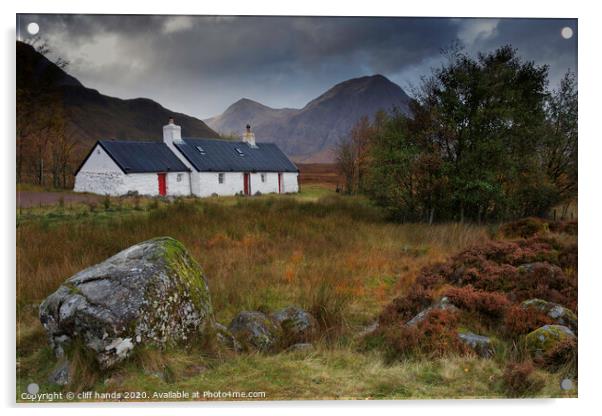 Black rock cottage, Glencoe. Acrylic by Scotland's Scenery