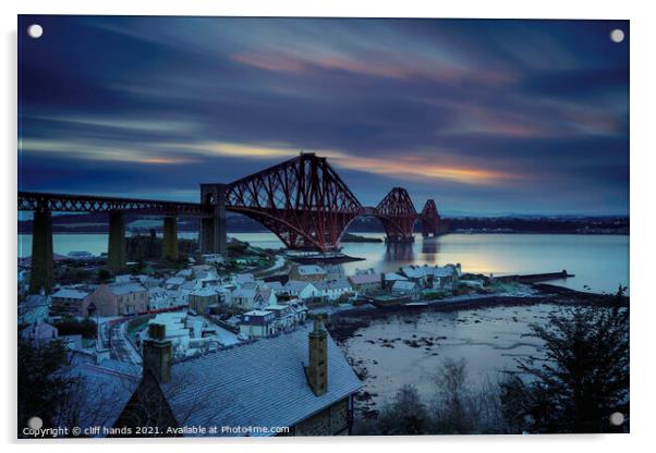 Forth Rail Bridge winter scene. Acrylic by Scotland's Scenery