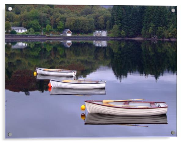 Three rowing boats on Loch Katrine Acrylic by Christopher Stores