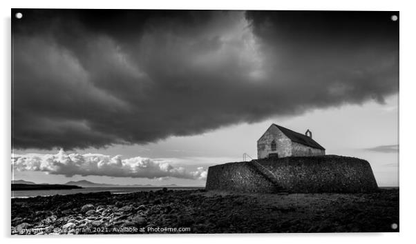 Moody Storm over St Cwyfans Acrylic by Clive Ingram