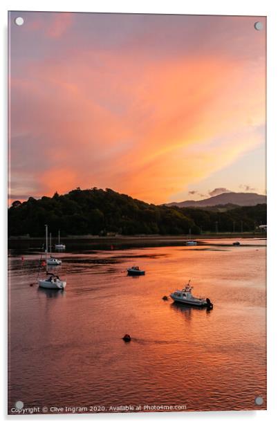 Majestic Welsh Sunset Acrylic by Clive Ingram