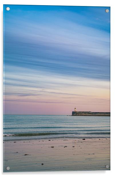 Newhaven Lighthouse Layers Of Blue Acrylic by Ben Russell