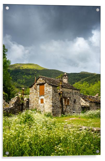 A rustic Spanish stone-walled cottage Acrylic by Stephen Rennie