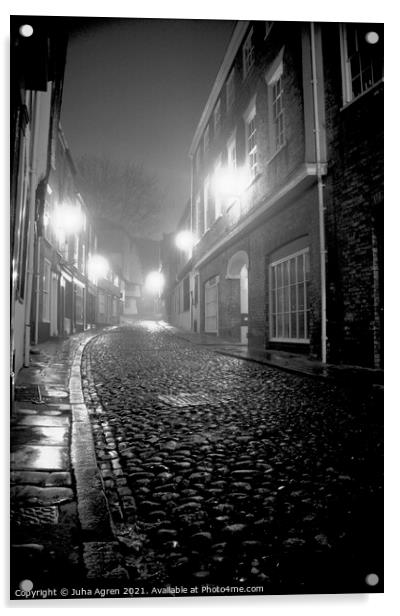 Foggy Night at Elm Hill in Norwich Acrylic by Juha Agren