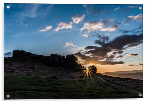 Sunset at Cow & Calf Rocks, Ilkley, Yorkshire Acrylic by Robin Dearden