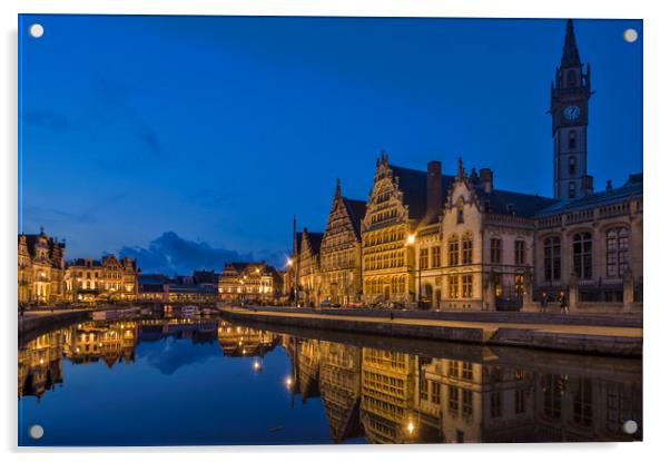 Ghent,  Panoramic view on the Façades of the Grasl Acrylic by hector Christiaen