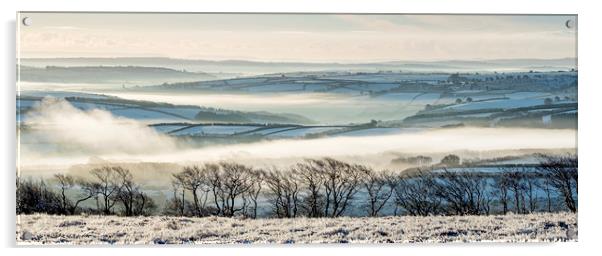 Snowy, misty view from Dunkery Acrylic by Shaun Davey