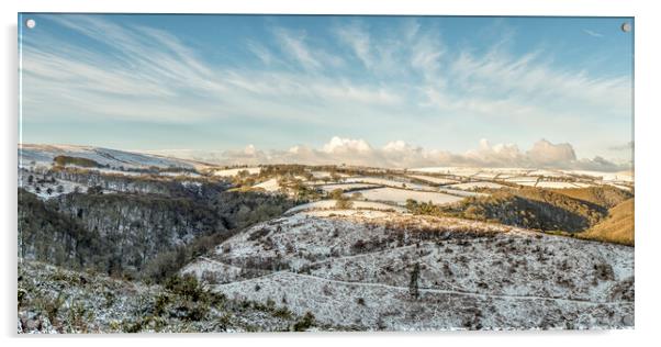 Snowy landscape around Dunkery Hill, Exmoor National Park Acrylic by Shaun Davey