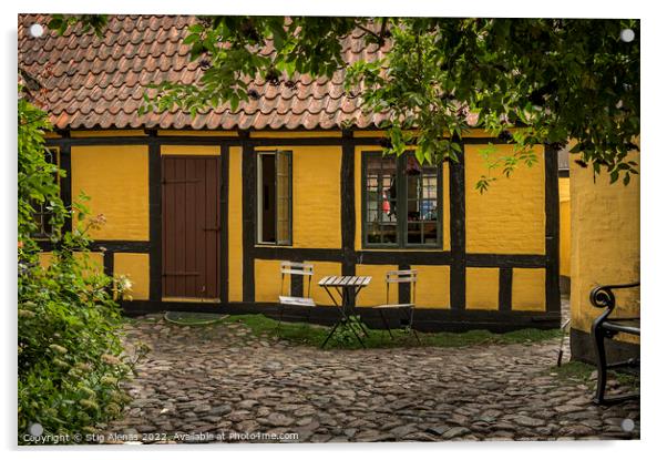 the courtyard behind H C andersen´s  childhood home in Odense Acrylic by Stig Alenäs