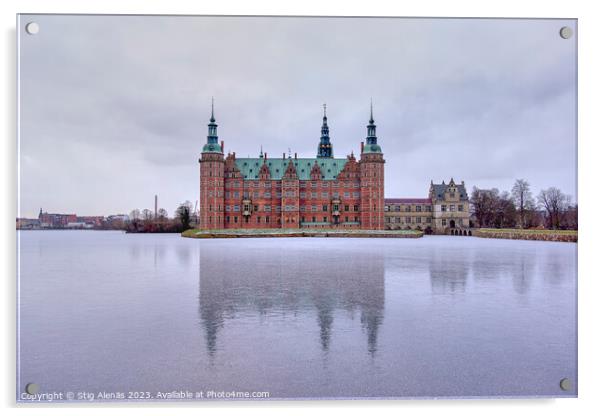 reflections in the ice of Frederiksborg castle  Acrylic by Stig Alenäs