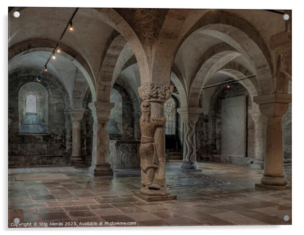 Finn the giant in the crypt of Lund Cathedral Acrylic by Stig Alenäs