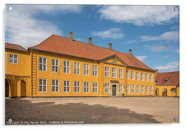 the yellow Roskilde Palace  Acrylic by Stig Alenäs