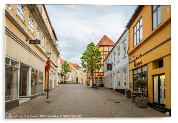 A deserted pedestrian street an evening in june at Acrylic by Stig Alenäs