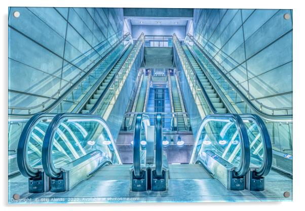 escalators in a metro-station in Copenhagen Acrylic by Stig Alenäs
