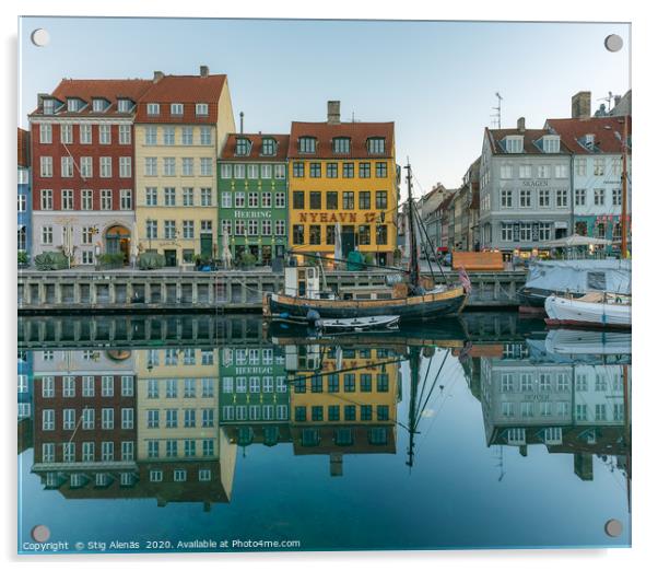 Wonderful Copenhagen reflections in Nyhavn harbor Acrylic by Stig Alenäs