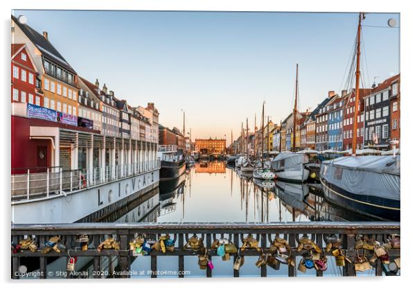Lovers padlocks on the Nyhavn bridge Acrylic by Stig Alenäs