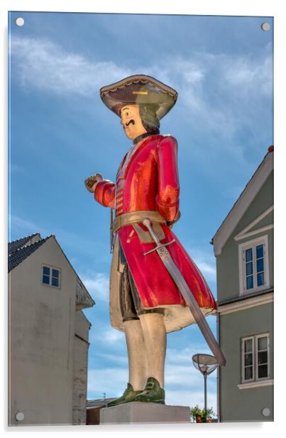 A soldier like whipping post  in the center of the danish town T Acrylic by Stig Alenäs