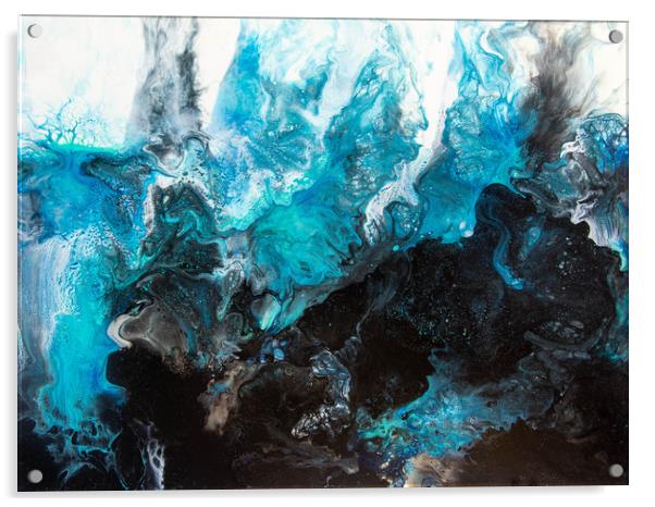 Summer Waves Acrylic Pour Abstract   Acrylic by Julie Chambers