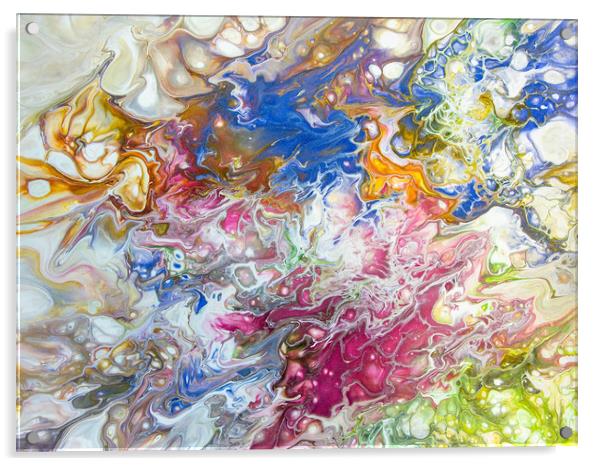 Colourful Mess Acrylic Pour Acrylic by Julie Chambers