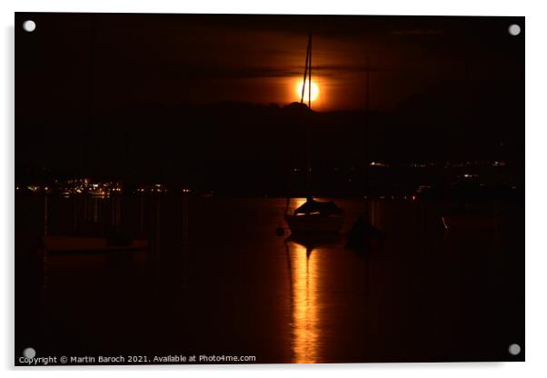 Moonrise over Lake Zurich Acrylic by Martin Baroch