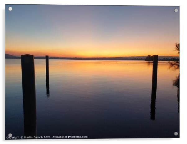 Orange Lake Zug Sunset Acrylic by Martin Baroch
