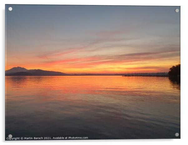 Lake Zug Sunset  Acrylic by Martin Baroch