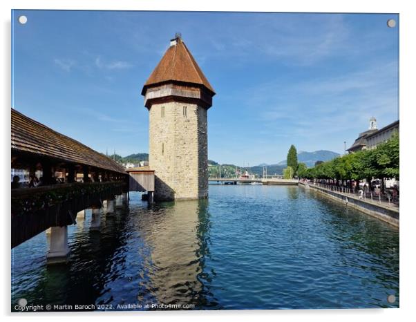 Kapellbrücke and Wasserturm in Lucerne Acrylic by Martin Baroch