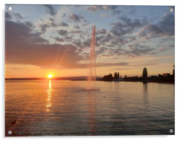 Sunset at Lake Zug in Switzerland  Acrylic by Martin Baroch