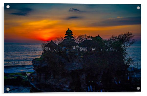 Sunset at Tanah Lot Temple, Bali. Acrylic by John Hudson