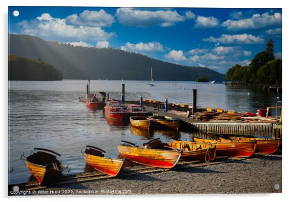 Boats at Windermere Acrylic by Peter Hunt