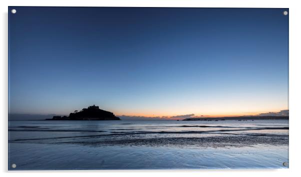 Silhouette of St Michaels Mount, Cornwall Acrylic by Mick Blakey